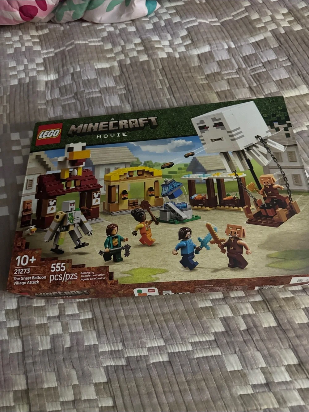 Lego Minecraft Movie Set with Green, Yellow, Brown, Blue, White, Black Accents